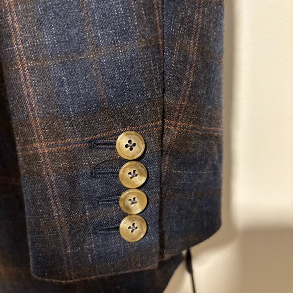 $1600 Hickey Freeman Wool Silk Linen Check Sport Coat / Blazer - 39 (38/40) - Picture 3 of 13
